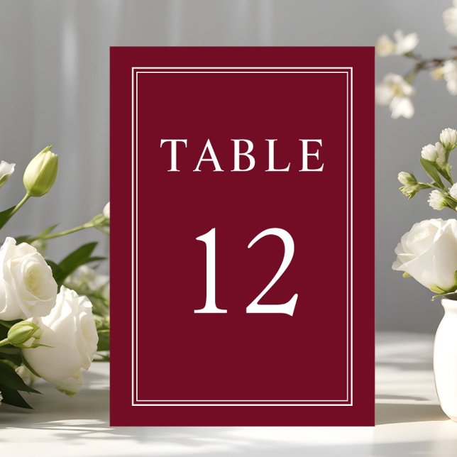 Classic Elegant Formal Burgundy Red Wedding Table Number (Classic Elegant Formal Burgundy Red Wedding Table Number)