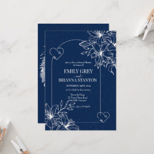 Classic Elegant Formal Navy Blue Rehearsal Dinner Invitation
