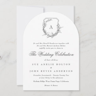 classic elegant formal traditional monogram arch invitation