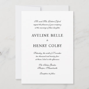 Classic Elegant Formal Wedding Invitation