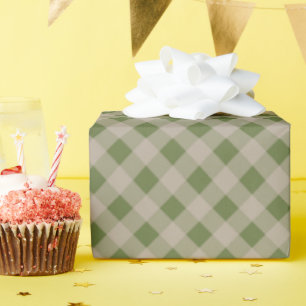 Classic Elegant Gingham Plaid in Sage Green Wrapping Paper