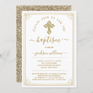 Classic Elegant Gold Baptism Invitation
