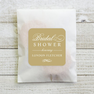Classic Elegant Gold Bridal Shower Square Sticker