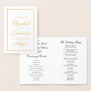 Classic Elegant Gold Foil Wedding Program