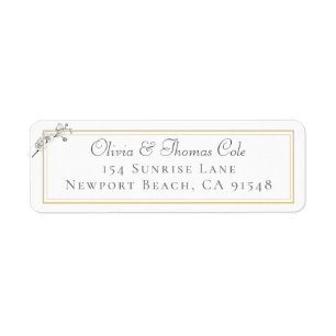 Classic Elegant Gold Frame Orchid Wedding Address