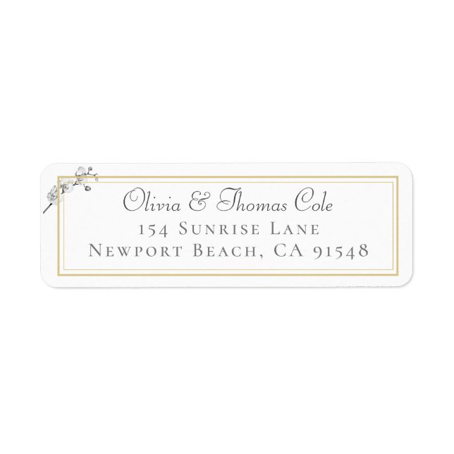 Classic Elegant Gold Frame Orchid Wedding Address (Front)