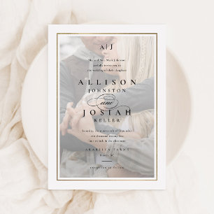 Classic Elegant Gold Photo Wedding Invitation