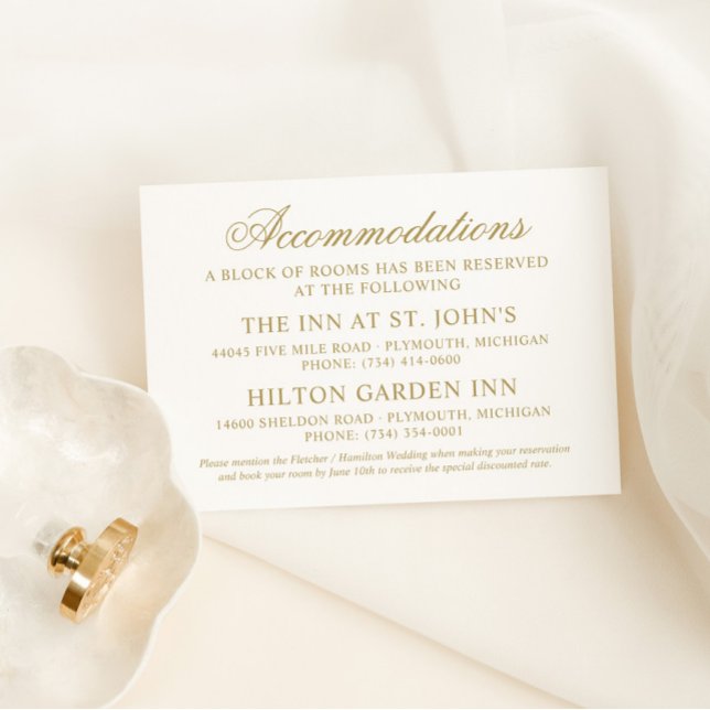 Classic Elegant Gold Wedding Accommodations Enclosure Card (Creator Uploaded)