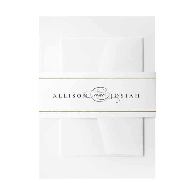 Classic Elegant Gold Wedding Invitation Belly Band (Front Example)