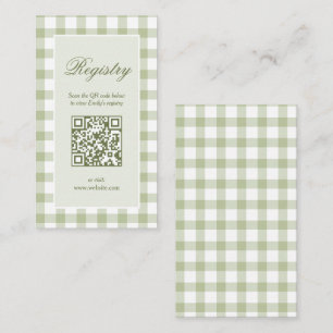 Classic Elegant Green Gingham Baby Shower Registry Enclosure Card