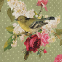 Classic Elegant Green Polka Dot Bird on Florals