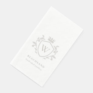 Classic Elegant Grey Monogram Floral Crown Crest Napkin