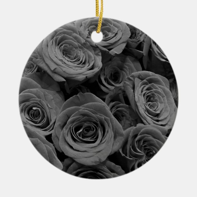 Classic elegant grey roses beautiful grey floral ceramic tree decoration (Front)
