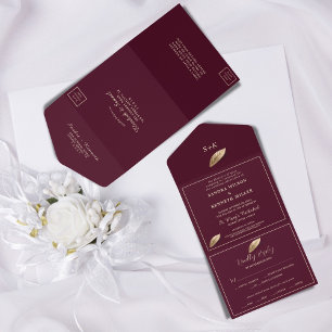 Classic & Elegant I Bulgarian Rose Shade I Wedding All In One Invitation