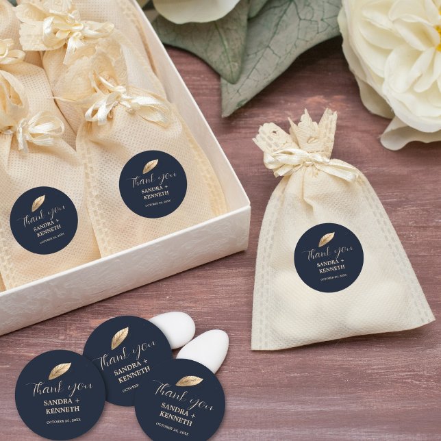 Classic & Elegant I Dark Blue I Thank you  Classic Round Sticker (Creator Uploaded)