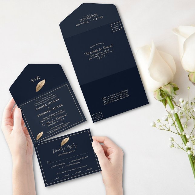 Classic & Elegant I Dark Blue I Wedding All In One Invitation (Creator Uploaded)