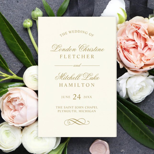 Classic Elegant Ivory Antique Gold Wedding Program (Creator Uploaded)