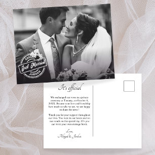 Classic elegant just married photo announcement postcard