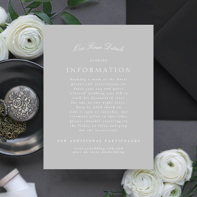 Classic Elegant Light Grey Formal Wedding Enclosure Card (Creator Uploaded)