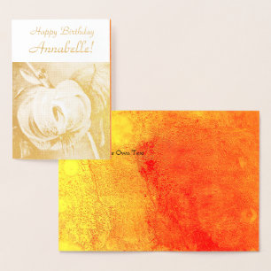 Classic Elegant Lily  - Happy Birthday - Customise Foil Card