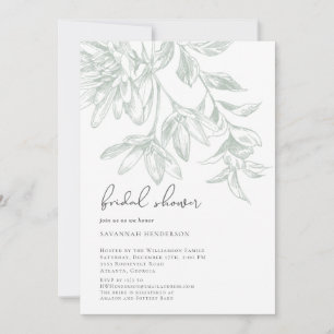 Classic Elegant Line Drawn Floral Bridal Shower Invitation