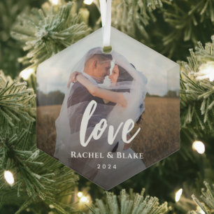 Classic Elegant Love Photo Glass Tree Decoration