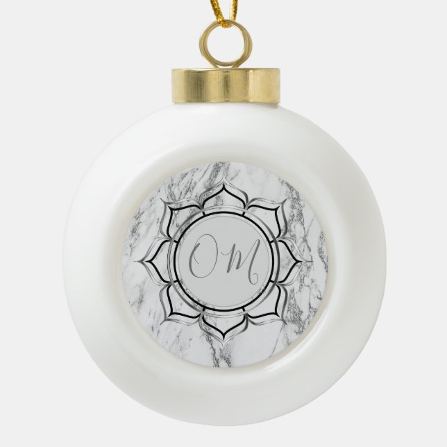Classic Elegant Marble OM    Ceramic Ball Christmas Ornament (Front)