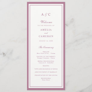 Classic Elegant Mauve Rose Frame Wedding Program Programme