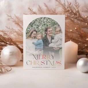 Classic Elegant Merry Christmas Two Photo Holiday Card