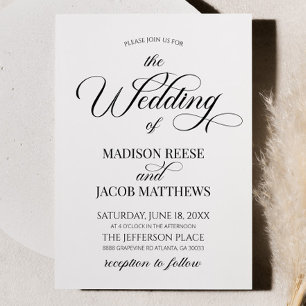 Classic Elegant Minimal Minimalist Wedding Invitation