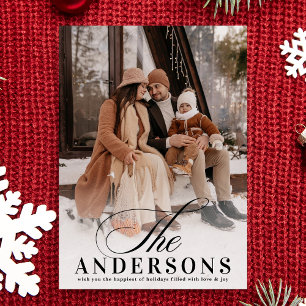 Classic Elegant Minimal NAME Christmas Photo Holiday Card