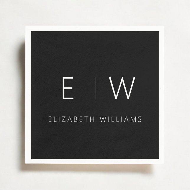 Classic Elegant Modern Minimalist Black White Napkin (Creator Uploaded)