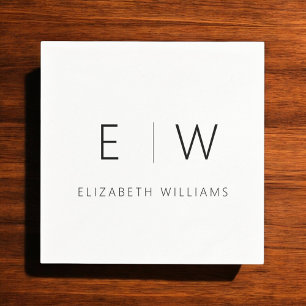 Classic Elegant Modern Minimalist Black White Napkin