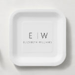 Classic Elegant Modern Minimalist Black White Paper Plate<br><div class="desc">Elevate your dining experience with our Classic Elegant Modern Minimalist Monogram Plate. Meticulously designed, this plate seamlessly blends timeless sophistication with contemporary minimalism, adding a touch of refined elegance to your table settings. Crafted with precision and attention to detail, this plate is more than just dinnerware; it's a personalised statement...</div>