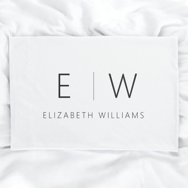 Classic Elegant Modern Minimalist Black White Pillowcase (Creator Uploaded)