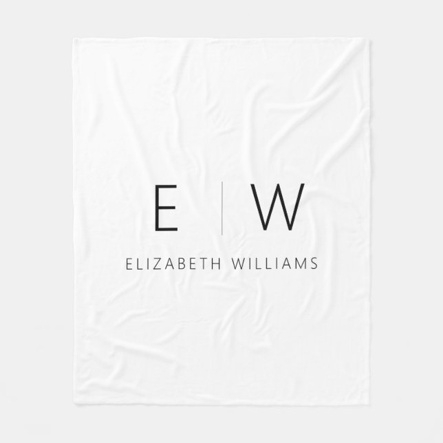 Classic Elegant Modern Minimalist Monogram Name Fleece Blanket (Front)