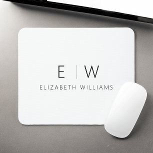 Classic Elegant Modern Minimalist Monogram Name Mouse Mat