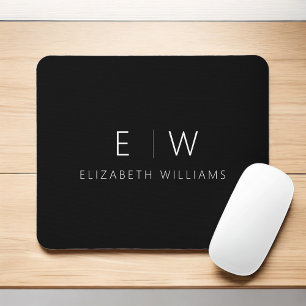 Classic Elegant Modern Minimalist Monogram Name Mouse Mat