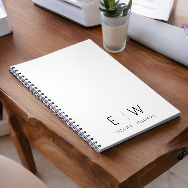 Classic Elegant Modern Minimalist Monogram Name Notebook (Creator Uploaded)