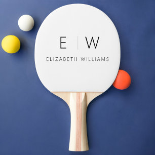 Classic Elegant Modern Minimalist Monogram Name Ping Pong Paddle