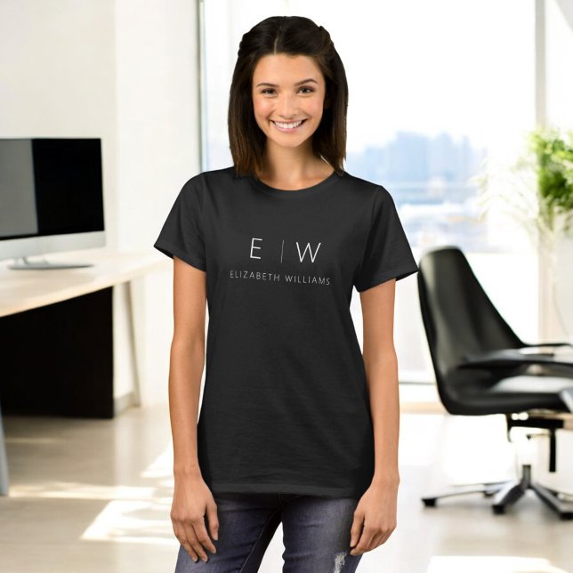 Classic Elegant Modern Minimalist Monogram Name T-Shirt (Creator Uploaded)