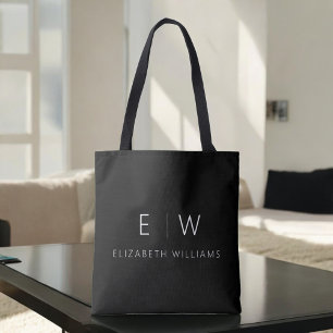 Classic Elegant Modern Minimalist Monogram Name Tote Bag