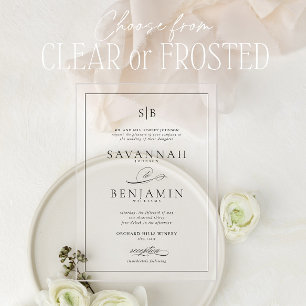 Classic Elegant Modern Monogram Script Wedding Acrylic Invitations