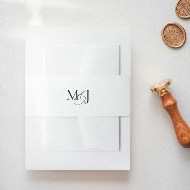 Classic Elegant Modern Monogram Wedding Invitation Belly Band (Creator Uploaded)