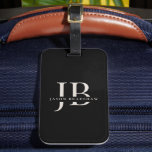 Classic Elegant Monogram and Name Black Luggage Tag<br><div class="desc">A classic look in black and ivory beige, this custom luggage tag makes a wonderful gift or treat for yourself. It has large monogram initials to personalise with your desired initials and also the name spelled out in elegant serif type face. It makes a great choice for those who travel...</div>