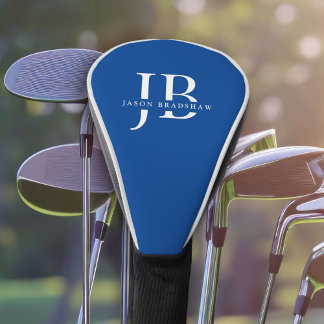 Classic Elegant Monogram and Name Blue Golf Head Cover