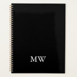 Classic elegant monogram black and white initials planner<br><div class="desc">Elegant custom name or monogram, initials black and white classic simple chic personalised planner. Minimalist, simple, modern, stylish design. White customisable serif text on black solid plain colour background. Check the rest of Brighton Projects collection for matching and coordinating items. Feel free to send a message for questions, colours requests,...</div>