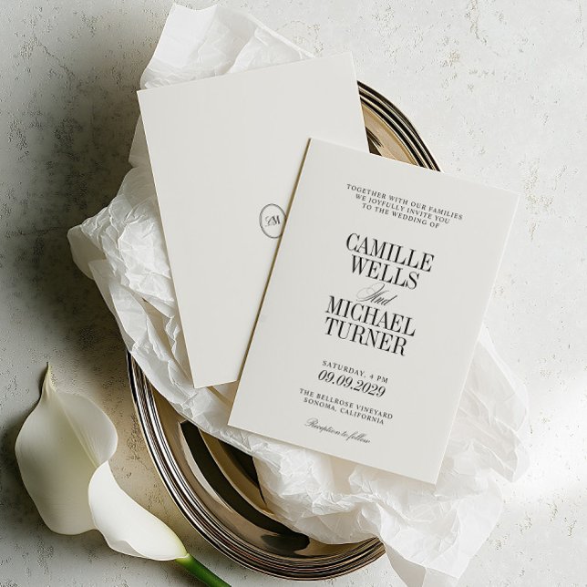 Classic Elegant Monogram Wedding Invitation (Classic Elegant Monogram Wedding Invitation)