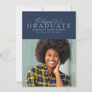 Classic elegant navy 2025 photo graduation announcement