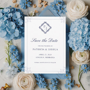 Classic Elegant Navy Blue Save the Date Card
